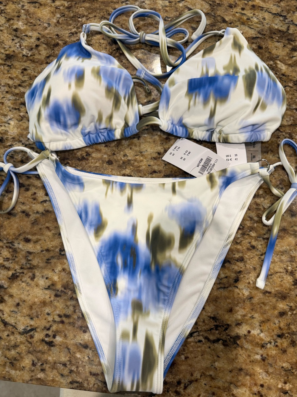 Abercrombie & Fitch Blue and Olive Tie-Dye Girls Two-Piece Bikini